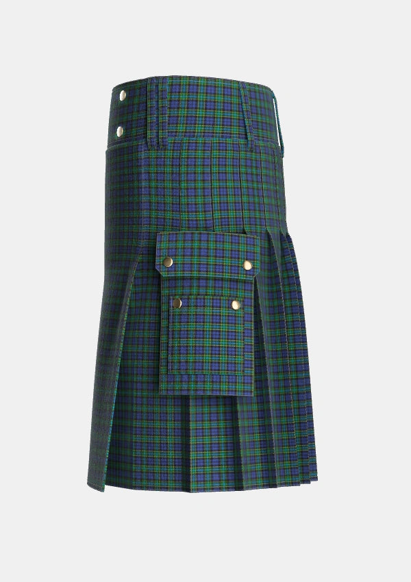 Utility_Hogarth_of_Firhill_2_Tartan_199_kilt_left_image_with_pleated_design_and_adjustable_buckles_for_men