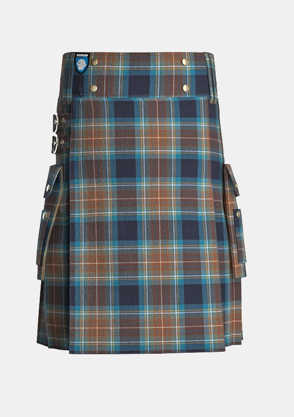 Utility_Holyrood_tartan_kilt_front_image_with_pleated_design_and_adjustable_buckles_for_men