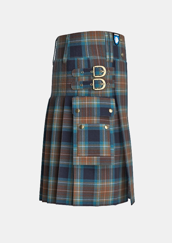Utility_Holyrood_tartan_kilt_right_image_with_pleated_design_and_adjustable_buckles_for_men