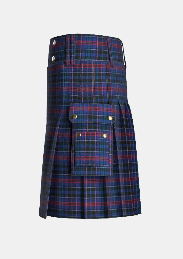 Utility_Hopkins_Tartan_3233_kilt_left_image_with_pleated_design_and_adjustable_buckles_for_men