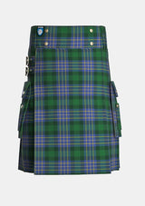 Utility_Hughes_tartan_2599_kilt_front_image_with_pleated_design_and_adjustable_buckles_for_men