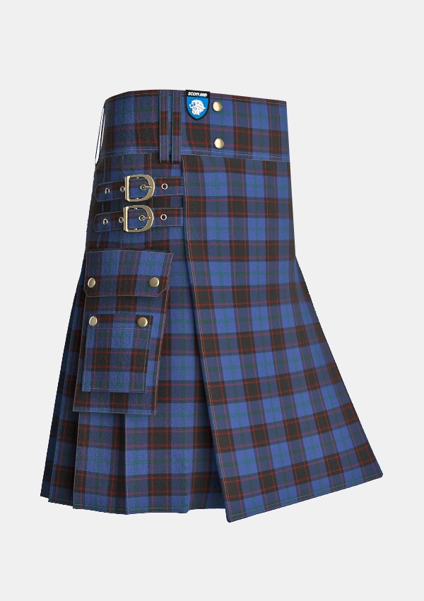 Utility_Hume_tartan_127_kilt_side_image_with_pleated_design_and_adjustable_buckles_for_men