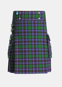 Utility_Hunter_of_Peebleshire_2_Tartan_789_kilt_front_image_with_pleated_design_and_adjustable_buckles_for_men