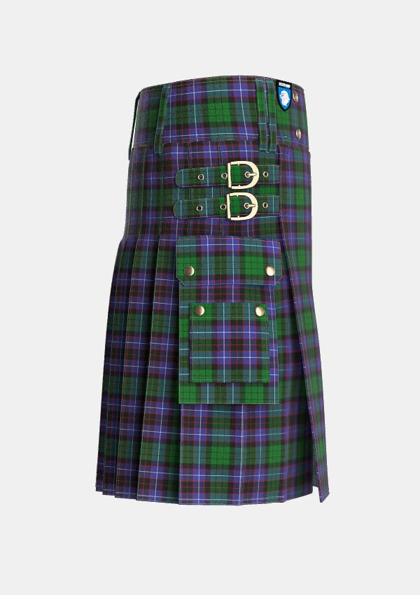 Utility_Hunter_of_Peebleshire_2_Tartan_789_kilt_right_image_with_pleated_design_and_adjustable_buckles_for_men