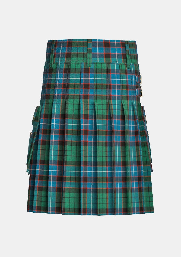 Utility_Hunter_tartan_kilt_back_image_with_pleated_design_and_adjustable_buckles_for_men