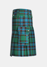 Utility_Hunter_tartan_kilt_left_image_with_pleated_design_and_adjustable_buckles_for_men