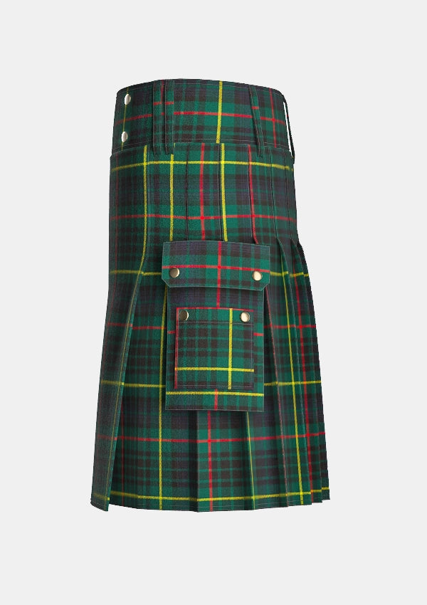 Utility_Hunting_Stewart_Tartan_kilt_left_image_with_pleated_design_and_adjustable_buckles_for_men