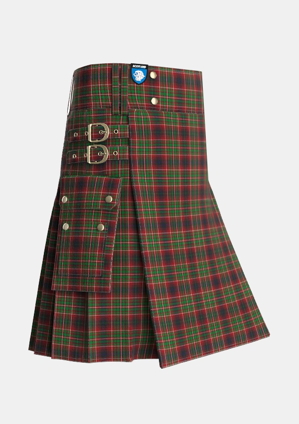 Utility_Innes_of_Cowie_Tartan_353_kilt_side_image_with_pleated_design_and_adjustable_buckles_for_men