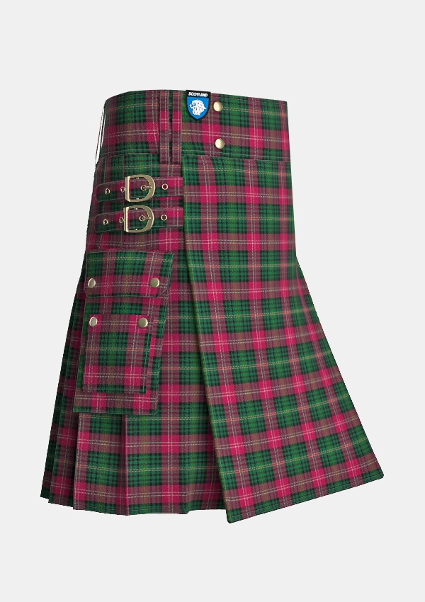 Utility_Iona_tartan_6858_kilt_side_image_with_pleated_design_and_adjustable_buckles_for_men