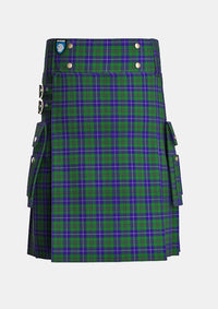 Utility_Irving_of_Bonshaw_Tower_Tartan_2490_kilt_front_image_with_pleated_design_and_adjustable_buckles_for_men
