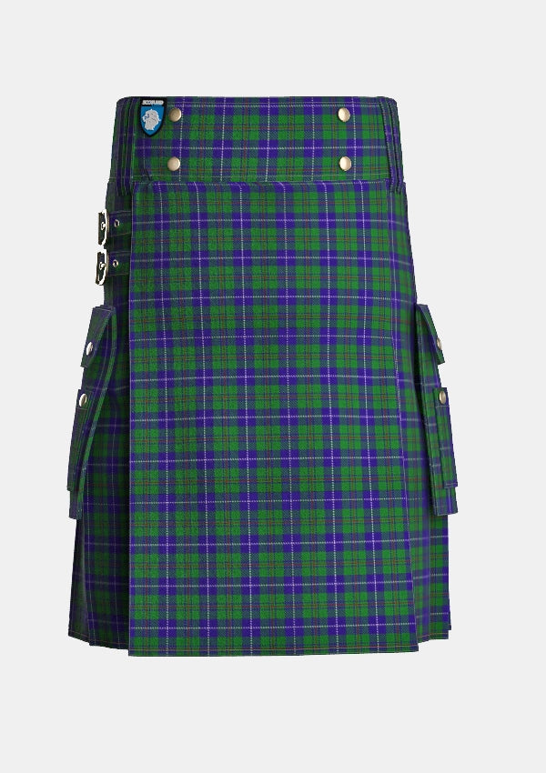 Utility_Irving_of_Bonshaw_Tower_Tartan_2490_kilt_front_image_with_pleated_design_and_adjustable_buckles_for_men