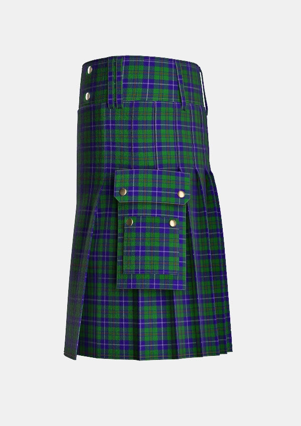 Utility_Irving_of_Bonshaw_Tower_Tartan_2490_kilt_left_image_with_pleated_design_and_adjustable_buckles_for_men