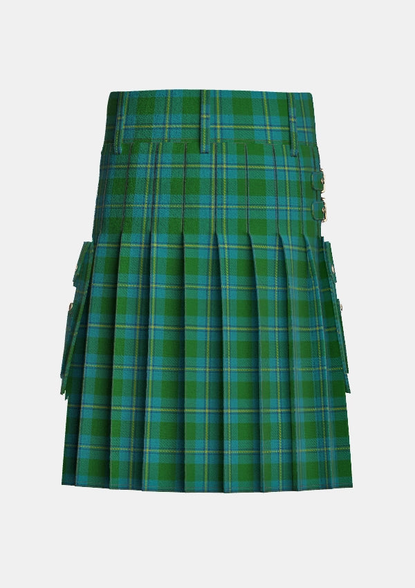 Utility_Irving_of_Bonshaw_tartan_2609_kilt_back_image_with_pleated_design_and_adjustable_buckles_for_men
