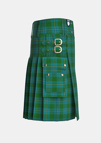 Utility_Irving_of_Bonshaw_tartan_2609_kilt_right_image_with_pleated_design_and_adjustable_buckles_for_men