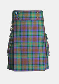 Utility_Isle_of_Skye_tartan_2155_kilt_front_image_with_pleated_design_and_adjustable_buckles_for_men