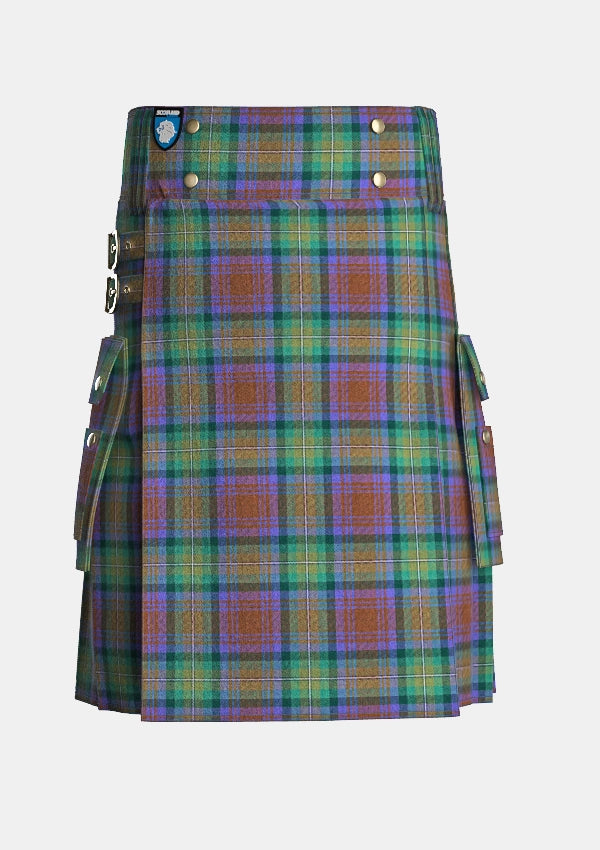 Utility_Isle_of_Skye_tartan_2155_kilt_front_image_with_pleated_design_and_adjustable_buckles_for_men