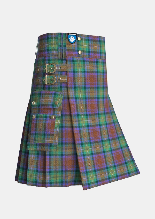 Utility_Isle_of_Skye_tartan_2155_kilt_side_image_with_pleated_design_and_adjustable_buckles_for_men