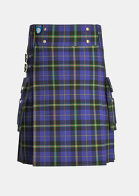 Utility_Italian_National_tartan_6315_kilt_front_image_with_pleated_design_and_adjustable_buckles_for_men