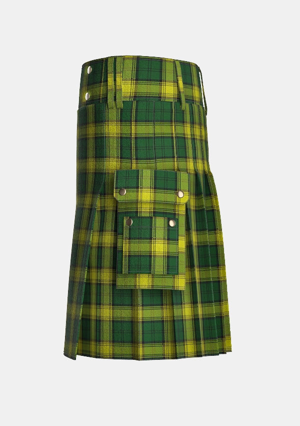 Utility_Jamaican_National_tartan_10545_kilt_left_image_with_pleated_design_and_adjustable_buckles_for_men