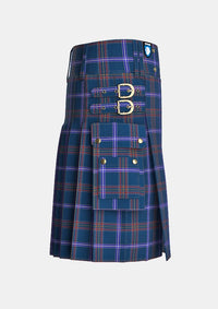 Utility_Jewish_Tartan_7615_kilt_right_image_with_pleated_design_and_adjustable_buckles_for_men