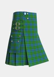 Utility_Johnston_Johnstone_Tartan_1063_kilt_side_image_with_pleated_design_and_adjustable_buckles_for_men