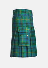 Utility_Johnston_tartan_kilt_left_image_with_pleated_design_and_adjustable_buckles_for_men