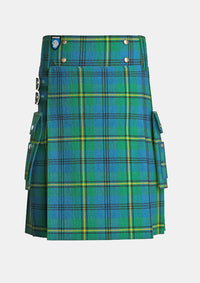 Utility_Johnstone_Ancient_Tartan_kilt_front_image_with_pleated_design_and_adjustable_buckles_for_men