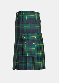 Utility_Johnstone_tartan_kilt_left_image_with_pleated_design_and_adjustable_buckles_for_men
