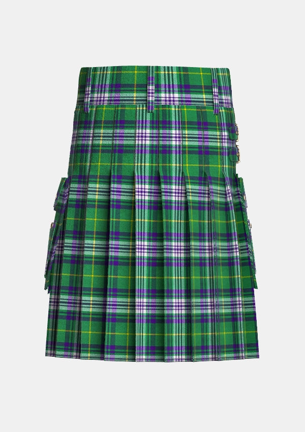 Utility_Jones_Welsh_Tartan_kilt_back_image_with_pleated_design_and_adjustable_buckles_for_men