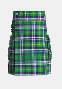 Utility_Jones_Welsh_Tartan_kilt_front_image_with_pleated_design_and_adjustable_buckles_for_men