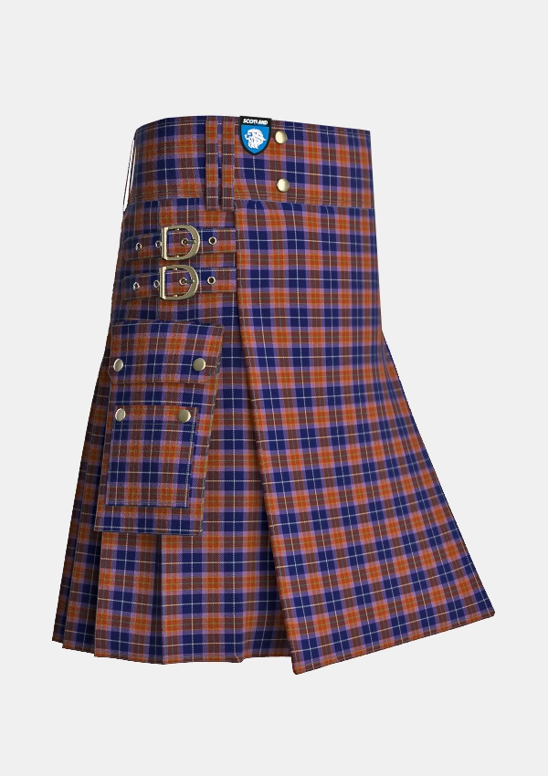 Utility_Kane_Arran_Tartan_13311_kilt_side_image_with_pleated_design_and_adjustable_buckles_for_men