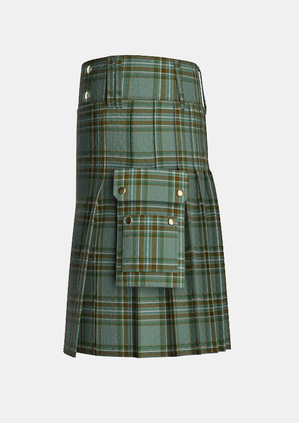 Utility_Kelly_tartan_6394_kilt_left_image_with_pleated_design_and_adjustable_buckles_for_men