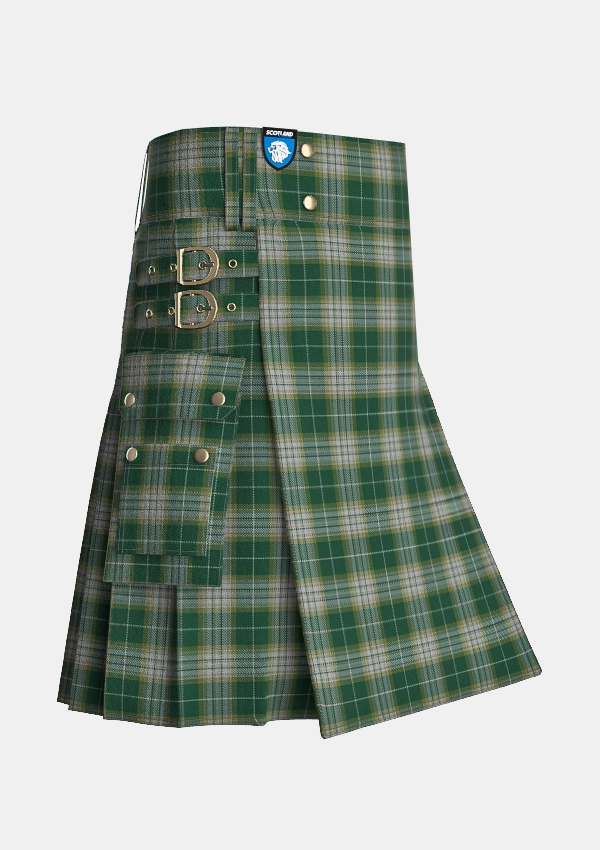 Utility_Kelso_Tartan_5325_kilt_side_image_with_pleated_design_and_adjustable_buckles_for_men