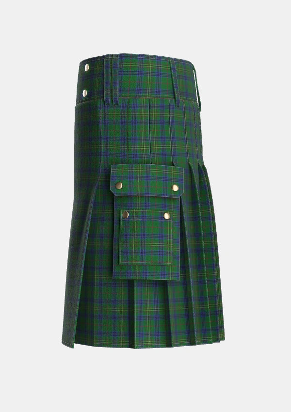Utility_Kennedy_2_Tartan_1123_kilt_left_image_with_pleated_design_and_adjustable_buckles_for_men