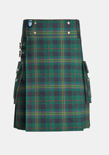 Utility_Kennedy_tartan_kilt_front_image_with_pleated_design_and_adjustable_buckles_for_men
