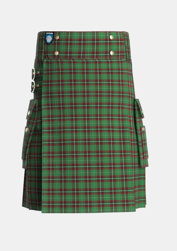 Utility_Kiernan_Tartan_1800_kilt_front_image_with_pleated_design_and_adjustable_buckles_for_men