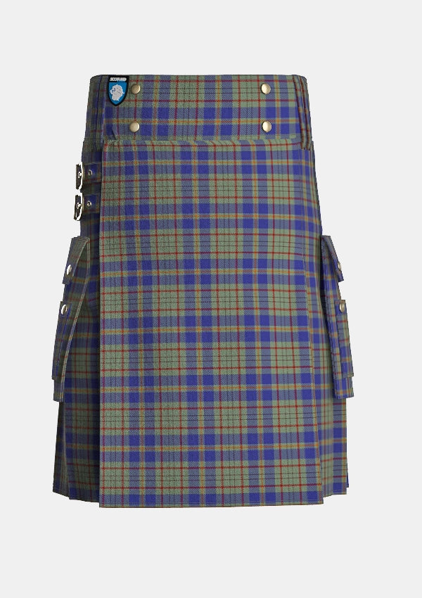 Utility_Kildare_County_Tartan_2262_kilt_front_image_with_pleated_design_and_adjustable_buckles_for_men