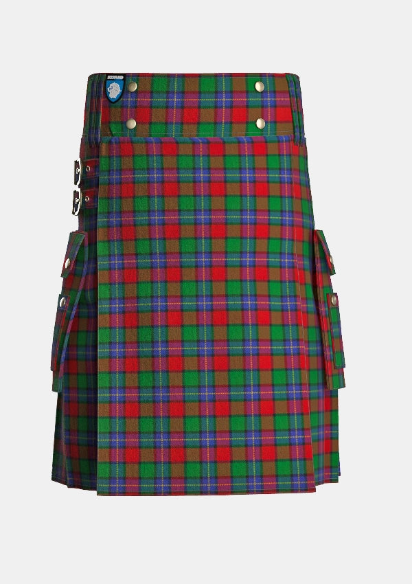 Utility_Kilgour_tartan_1979_kilt_front_image_with_pleated_design_and_adjustable_buckles_for_men