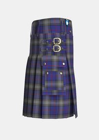 Utility_Kinnaird_Tartan_2242_kilt_right_image_with_pleated_design_and_adjustable_buckles_for_men