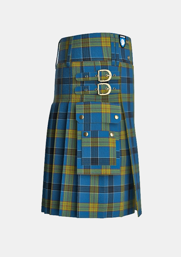 Utility_Laing_Tartan_6096_kilt_right_image_with_pleated_design_and_adjustable_buckles_for_men