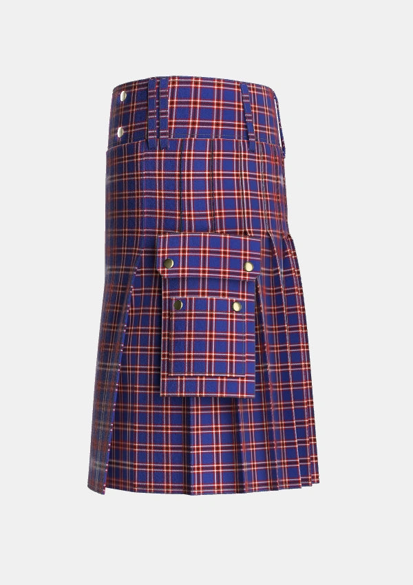 Utility_Laing_of_Archiestown_Tartan_2544_kilt_left_image_with_pleated_design_and_adjustable_buckles_for_men