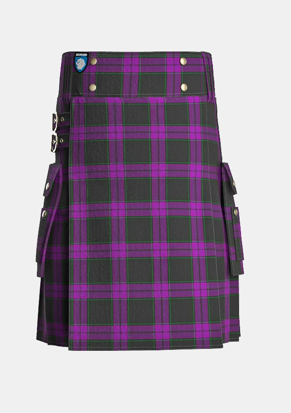 Utility_Laird_Tartan_7856_kilt_front_image_with_pleated_design_and_adjustable_buckles_for_men