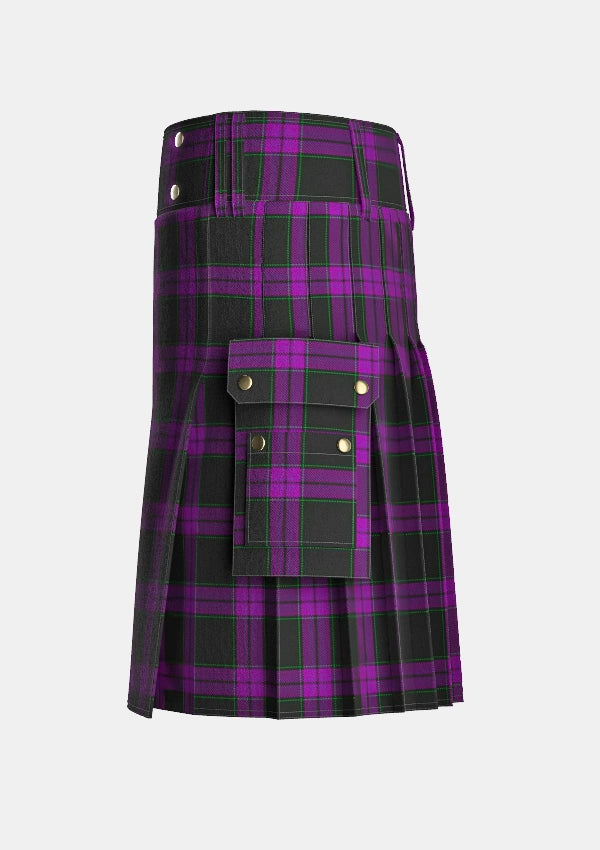 Utility_Laird_Tartan_7856_kilt_left_image_with_pleated_design_and_adjustable_buckles_for_men