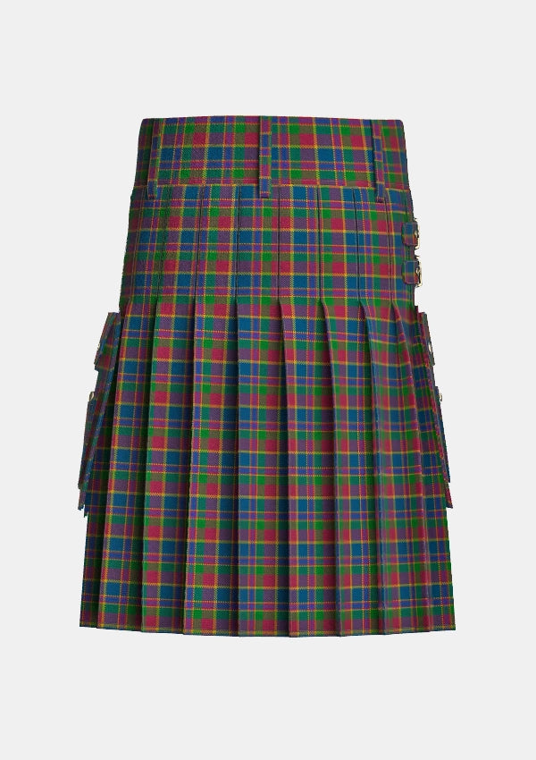 Utility_Land_s_End_Maroon_Tartan_2578_kilt_back_image_with_pleated_design_and_adjustable_buckles_for_men
