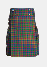 Utility_Land_s_End_Maroon_Tartan_2578_kilt_front_image_with_pleated_design_and_adjustable_buckles_for_men