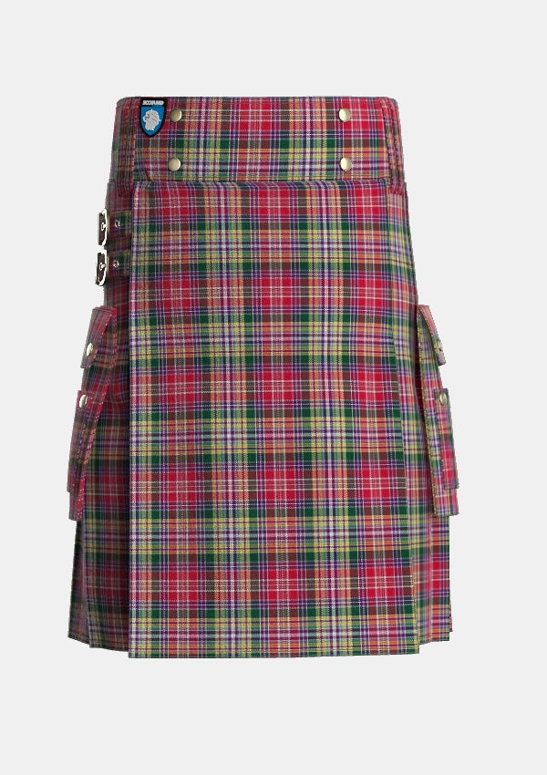 Utility_Lasting_Tartan_1789_kilt_front_image_with_pleated_design_and_adjustable_buckles_for_men