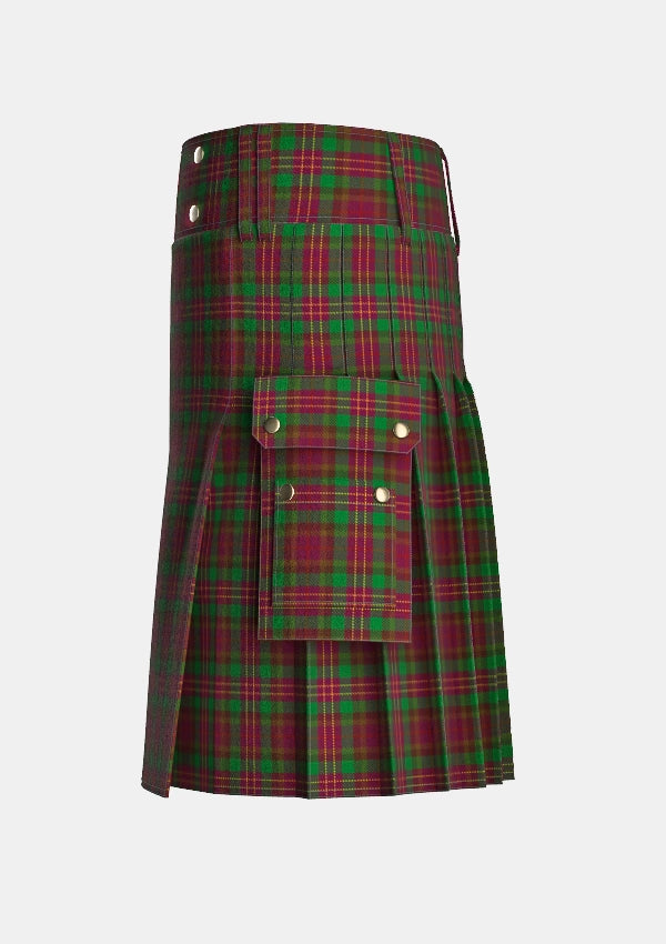 Utility_Leighton_Tartan_2483_kilt_left_image_with_pleated_design_and_adjustable_buckles_for_men