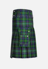 Utility_Leinster_Tartan_4062_kilt_left_image_with_pleated_design_and_adjustable_buckles_for_men