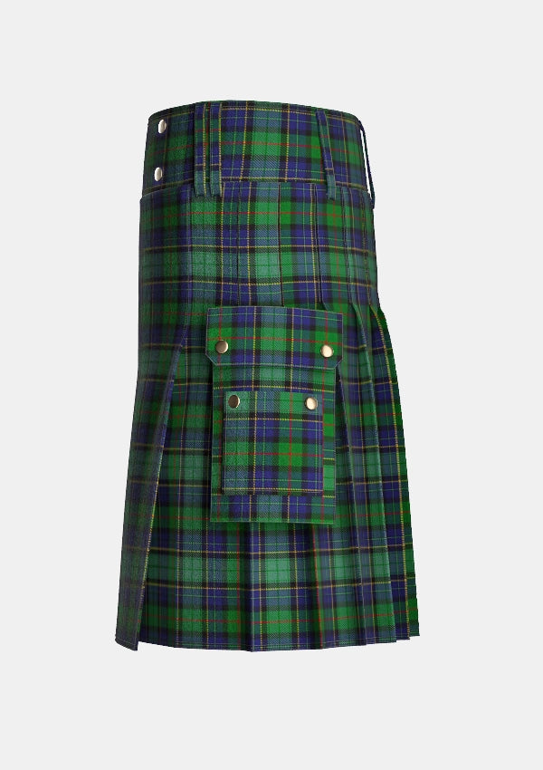 Utility_Leinster_Tartan_4062_kilt_left_image_with_pleated_design_and_adjustable_buckles_for_men