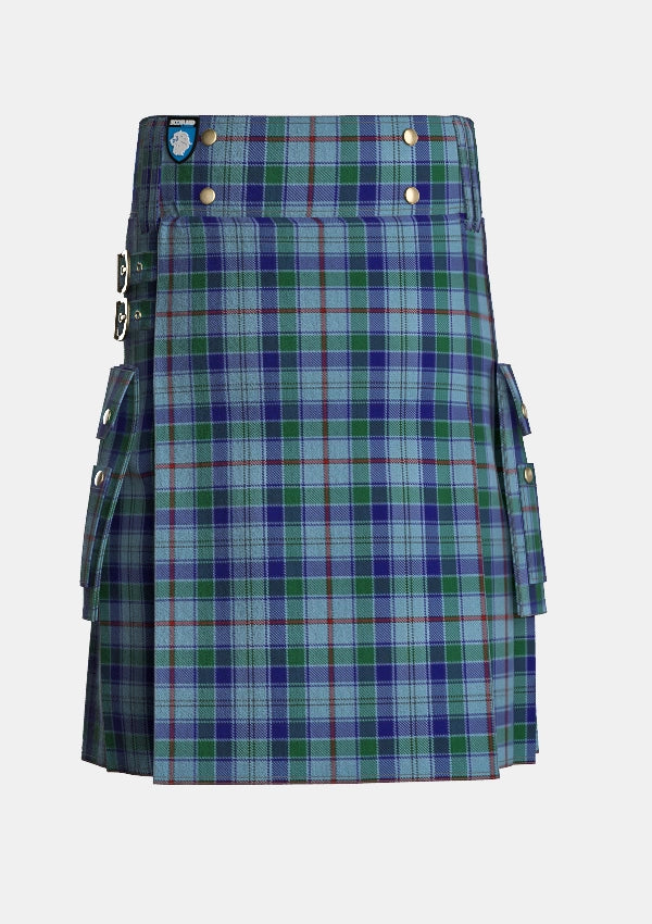 Utility_Leith_Tartan_2333_kilt_front_image_with_pleated_design_and_adjustable_buckles_for_men